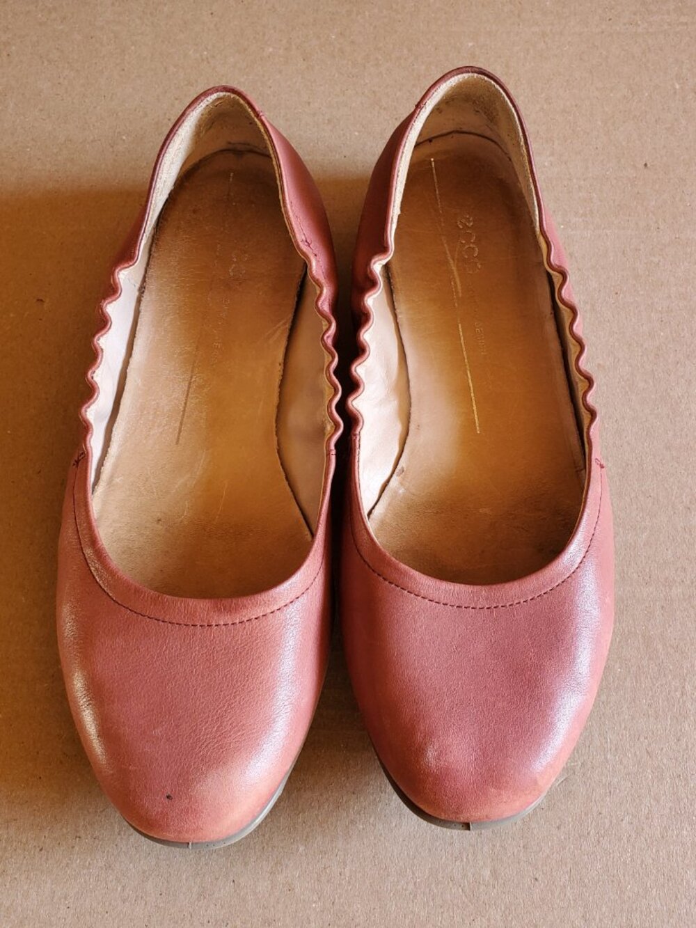 Ecco Incise Enchant Ballet Flats Shoes Women's Size 8 US 39 EU Rose Pink Leather